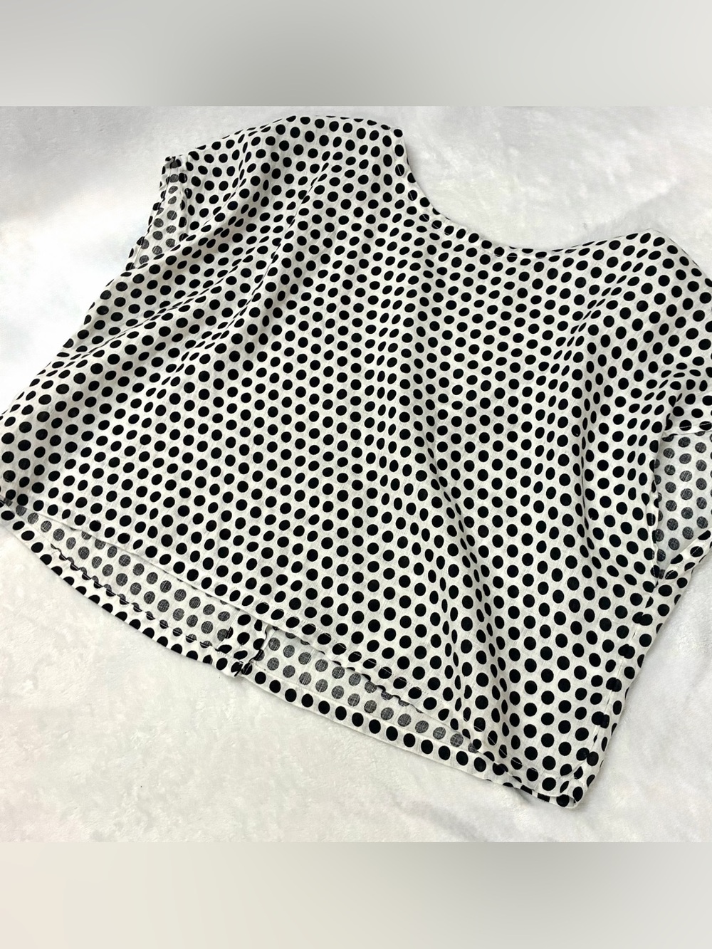 Cynthia Rowley 100% Linen Polka Dot Button Front Crop Top XL